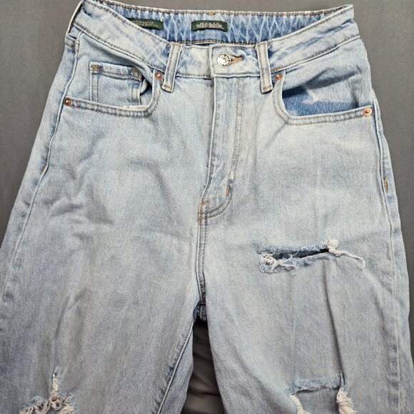 Wild Fable High Rise Straight Leg Distressed Jeans Light Wash Size 2/26 - Picture 6 of 15